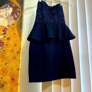 Junior dress navy blue with lace top